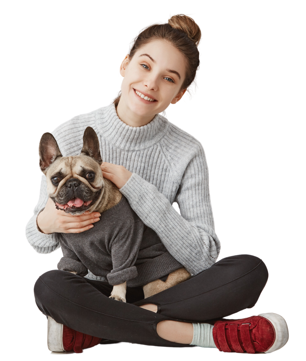 Happy young girl with dog